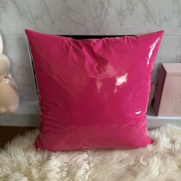 Dark Pink Faux Leather 22X 22 Throw Pillows - Picture 7 of 7